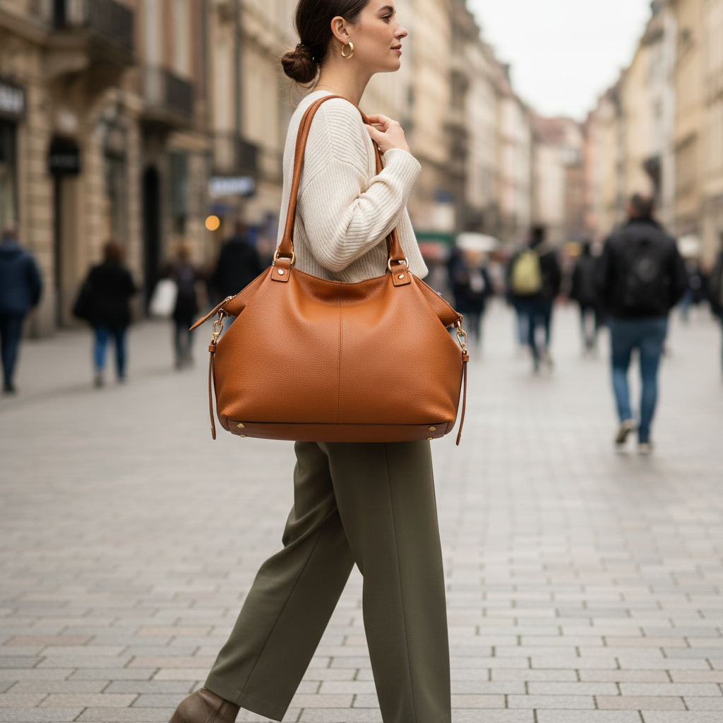 Women's Large Capacity Handbag — High Quality PU Leather Shoulder Bag